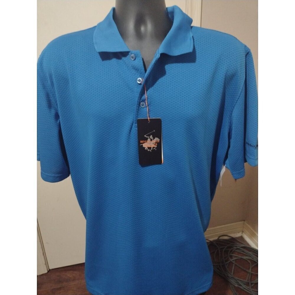 New!! BEVERLY HILLS Polo Club Men's Golf Shirt Performance Wear Blue Sx XL NWT